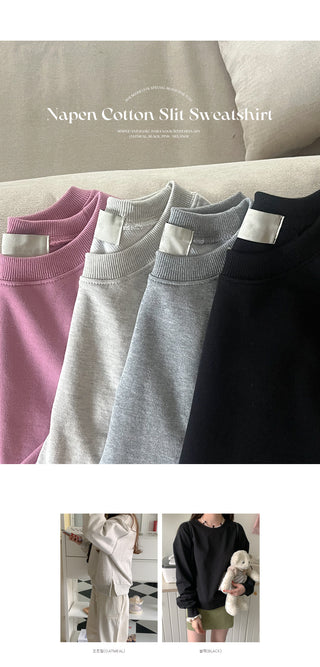 Cotton slit sweatshirt