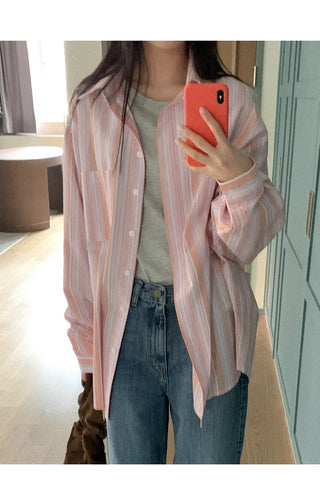 Two-tone striped cotton shirt