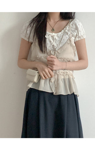 Frilled chiffon bustier