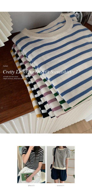 Striped short-sleeved knit