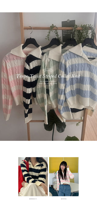 Twisted border color knit