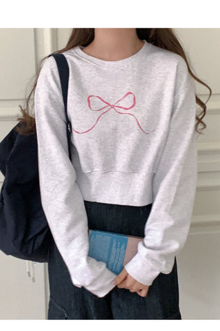 Cotton Ribbon Crop Sweatshirt