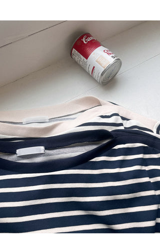 Striped boat neck sweatshirt