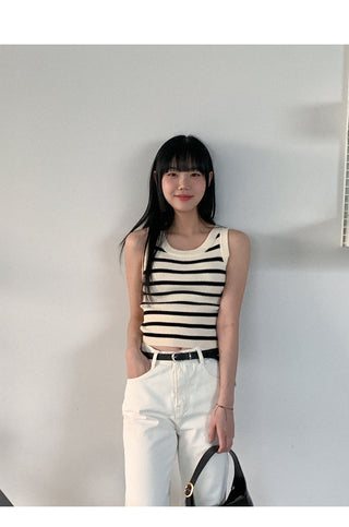 Striped knit sleeveless