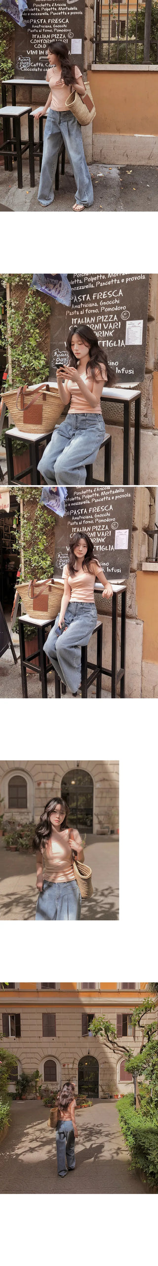 Daily Cover One-Pleat Denim Pants