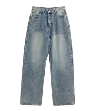 Back-belt washed wide-leg pants