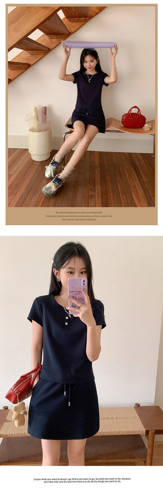Korean navy blue Top