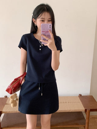 Korean navy blue Top