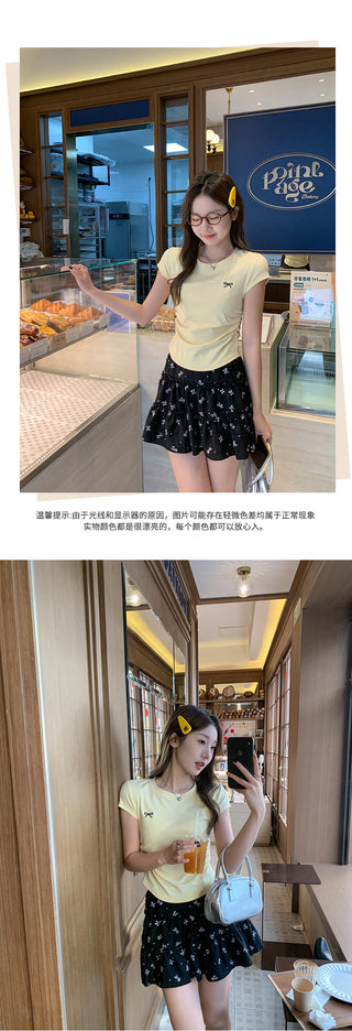 embroidered pleated waist