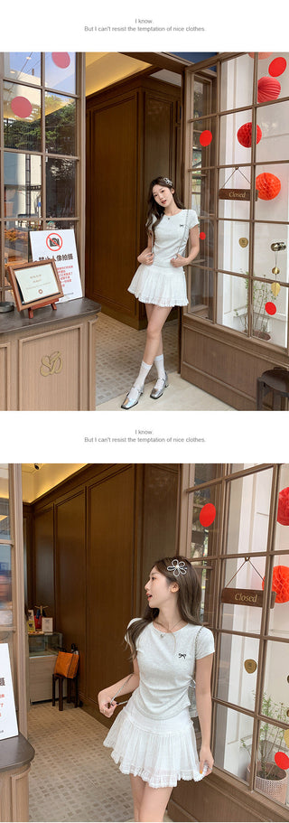 embroidered pleated waist