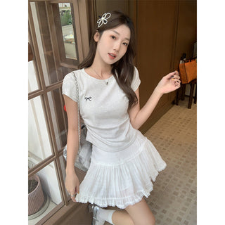 embroidered pleated waist
