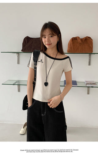 contrast two stripes Top