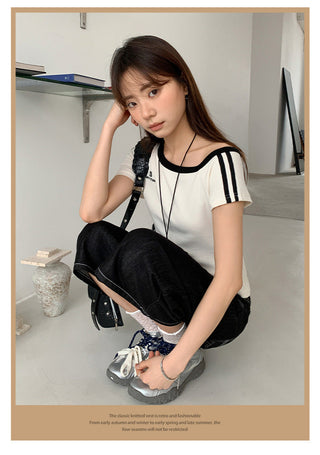 contrast two stripes Top