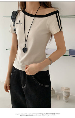 contrast two stripes Top