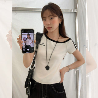 contrast two stripes Top