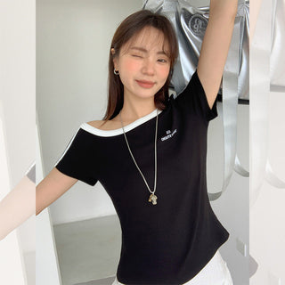 contrast two stripes Top
