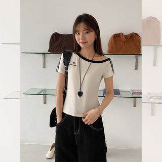 contrast two stripes Top
