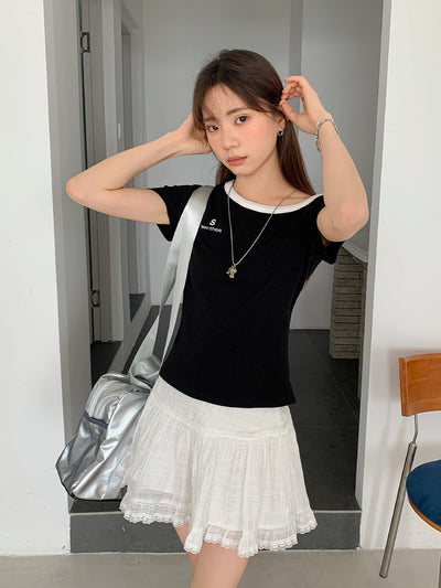 contrast two stripes Top