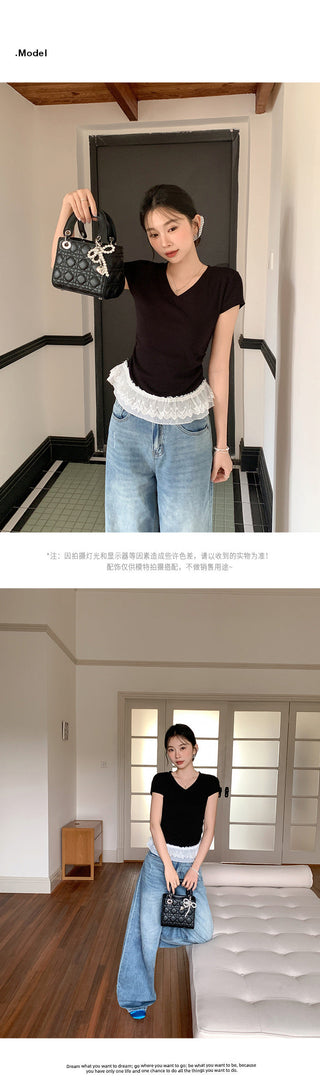 pure white V-neck Top