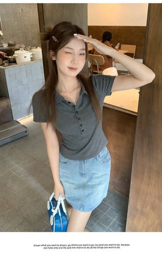 Korean college polo Top