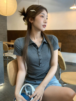 Korean college polo Top