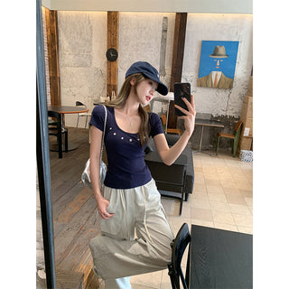 dark blue sweet Top