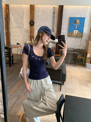 dark blue sweet Top