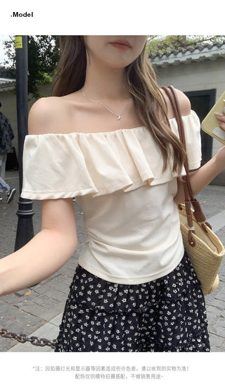ruffled off-shoulder design Top