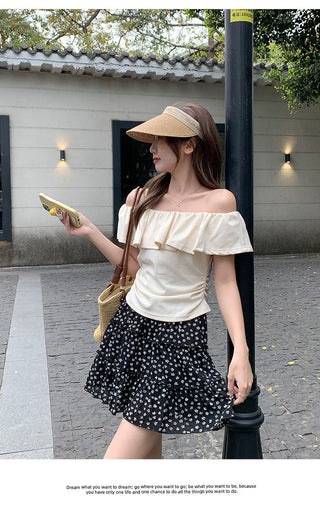ruffled off-shoulder design Top