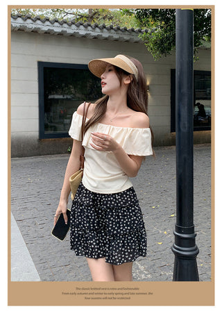 ruffled off-shoulder design Top