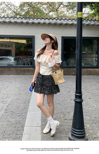 ruffled off-shoulder design Top