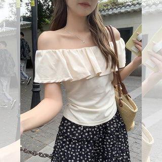 ruffled off-shoulder design Top