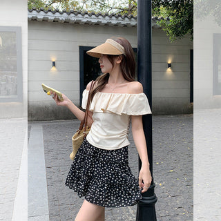 ruffled off-shoulder design Top