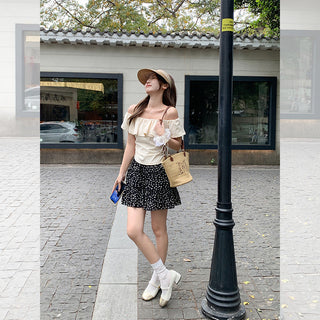 ruffled off-shoulder design Top
