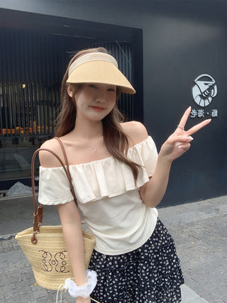 ruffled off-shoulder design Top