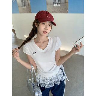 pure V-neck bow Top