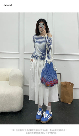 Korean contrast striped Top