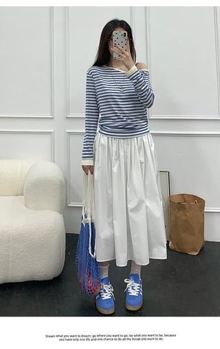 Korean contrast striped Top