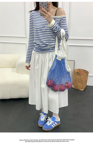 Korean contrast striped Top