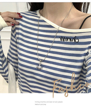 Korean contrast striped Top