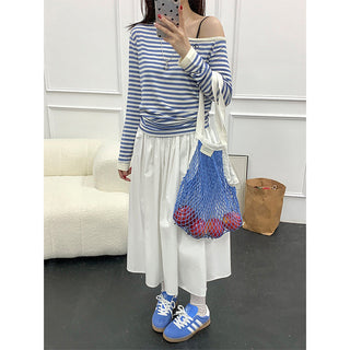 Korean contrast striped Top