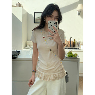 flower gray lace Top