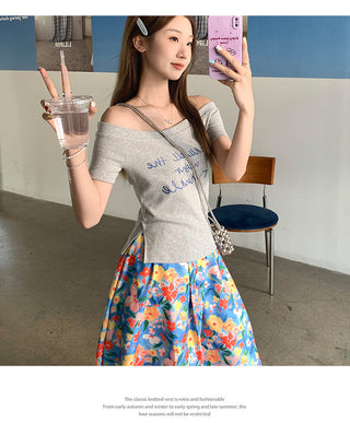 super flower gray Top
