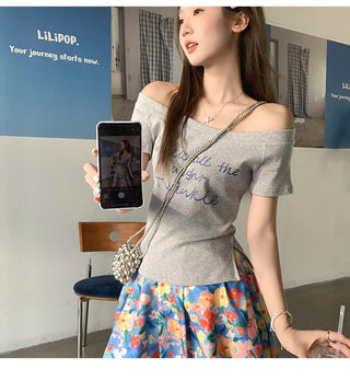 super flower gray Top