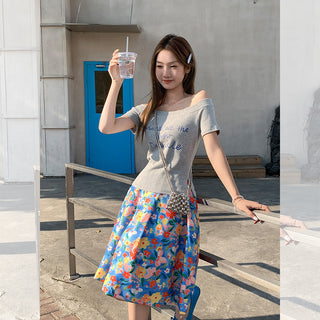super flower gray Top