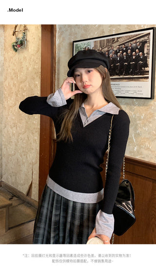 new contrast knitted Top