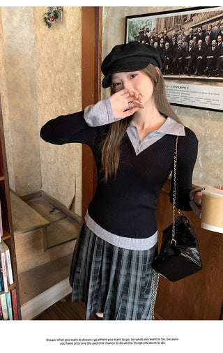 new contrast knitted Top