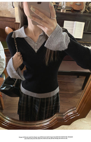 new contrast knitted Top