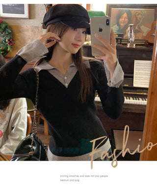 new contrast knitted Top