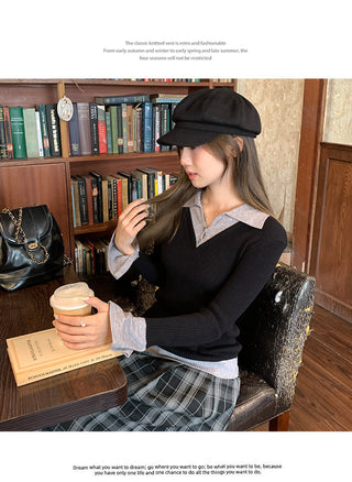 new contrast knitted Top
